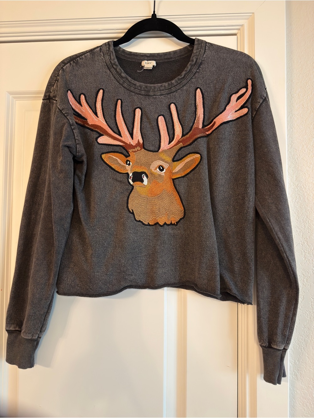 Charcoal Gray Women's Sweatshirt with Deer